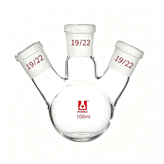 Three-Neck Round Bottom Boiling Flask 19/22 Taper Outer Joint Borosilicate Glass 150ml 250ml 500ml