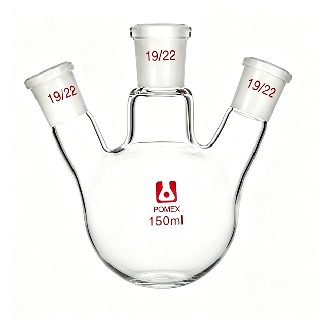 Three-Neck Round Bottom Boiling Flask 19/22 Taper Outer Joint Borosilicate Glass 150ml 250ml 500ml