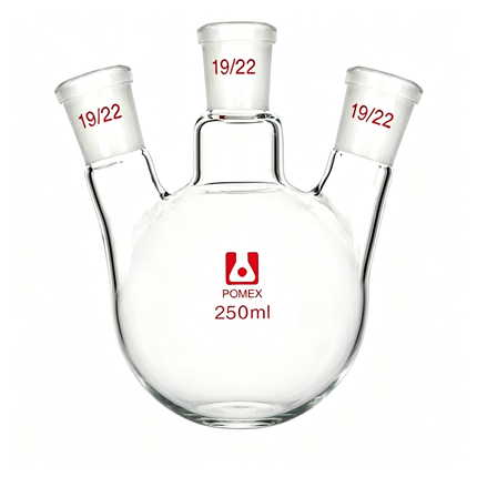 Three-Neck Round Bottom Boiling Flask 19/22 Taper Outer Joint Borosilicate Glass 150ml 250ml 500ml