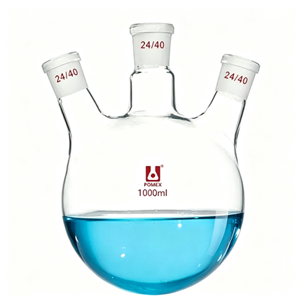 Three Neck Round Bottom Flask Borosilicate Lab Glassware ST24/40 Standard Taper Outer Joints 250ml 50ml