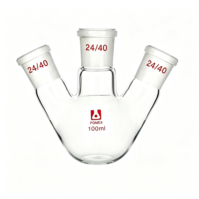 Three Neck Round Bottom Flask Borosilicate Lab Glassware ST24/40 Standard Taper Outer Joints 250ml 50ml