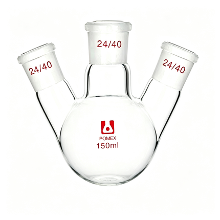 Three Neck Round Bottom Flask Borosilicate Lab Glassware ST24/40 Standard Taper Outer Joints 250ml 50ml