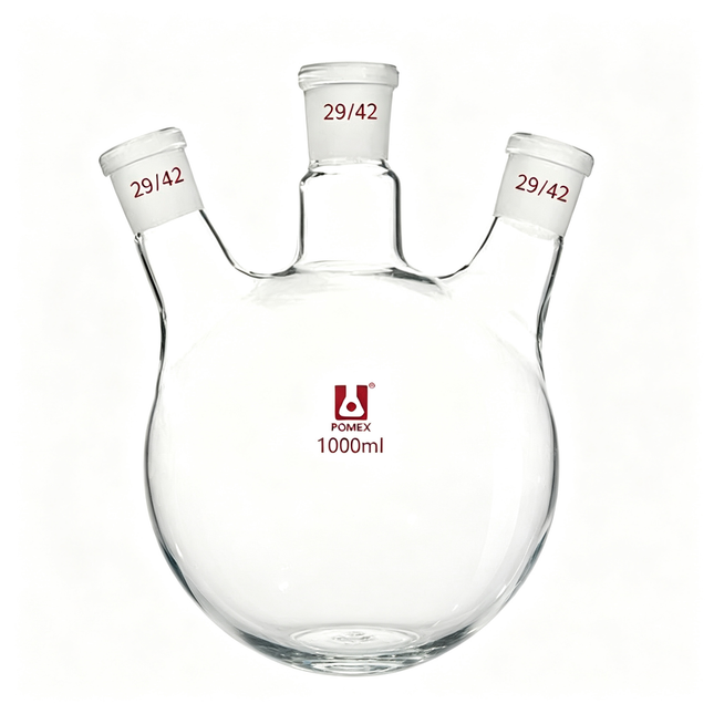 Three Neck Round Bottom Flask 29/42 Joints Borosilicate Lab Glassware 250ml 500ml 1000ml