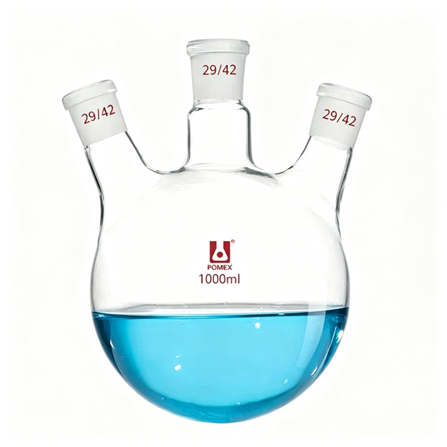 Three Neck Round Bottom Flask 29/42 Joints Borosilicate Lab Glassware 250ml 500ml 1000ml