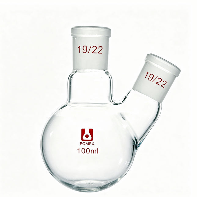 Two Neck Round Bottom Flask Borosilicate Glass RBF 19/22 Joints 100ml 250ml 500ml 1000ml