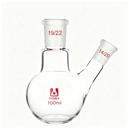 Two Neck Round Bottom Flask Borosilicate Glass RBF 19/22 Joints 100ml 250ml 500ml 1000ml