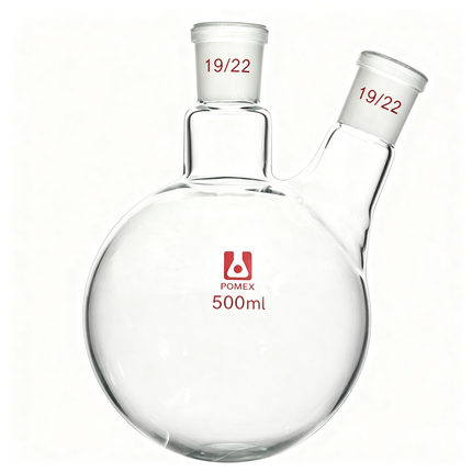 Two Neck Round Bottom Flask Borosilicate Glass RBF 19/22 Joints 100ml 250ml 500ml 1000ml