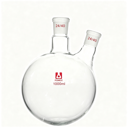 Borosilicate Glass RBF Two Neck Round Bottom Flask 24/40 Center & Side Standard Taper Outer Joints