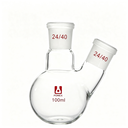 Borosilicate Glass RBF Two Neck Round Bottom Flask 24/40 Center & Side Standard Taper Outer Joints