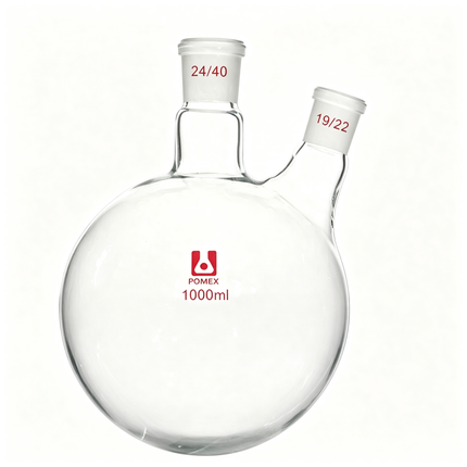 Borosilicate Glass Two Neck Round Bottom Flask RBF 24/40 Center 19/22 Side Joints 250ml 500ml 1000ml