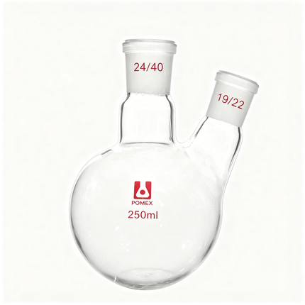 Borosilicate Glass Two Neck Round Bottom Flask RBF 24/40 Center 19/22 Side Joints 250ml 500ml 1000ml