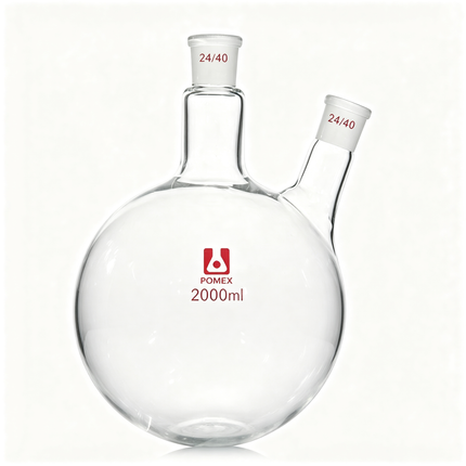 Borosilicate Glass RBF Two Neck Round Bottom Flask 24/40 Center & Side Standard Taper Outer Joints