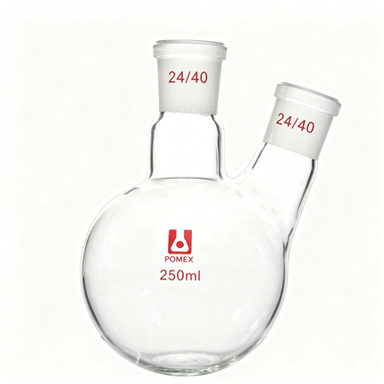 Borosilicate Glass RBF Two Neck Round Bottom Flask 24/40 Center & Side Standard Taper Outer Joints