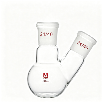 Borosilicate Glass RBF Two Neck Round Bottom Flask 24/40 Center & Side Standard Taper Outer Joints