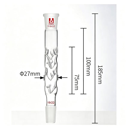 Glass Laboratory Vigreux Distillation Column Borosilicate Fractional Column 19/22 Joints 100mm to 600mm