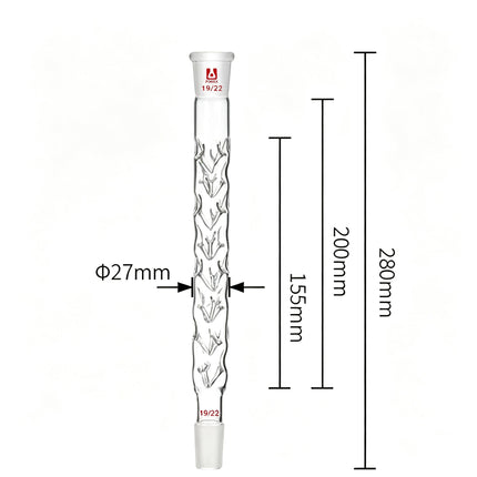 Glass Laboratory Vigreux Distillation Column Borosilicate Fractional Column 19/22 Joints 100mm to 600mm