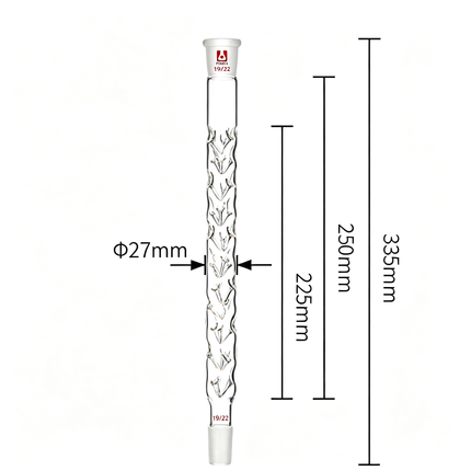 Glass Laboratory Vigreux Distillation Column Borosilicate Fractional Column 19/22 Joints 100mm to 600mm
