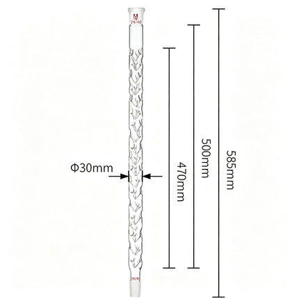 Laboratory Borosilicate Glass Fractional Column Vigreux Distillation Column with Indentations 24/40 Joints
