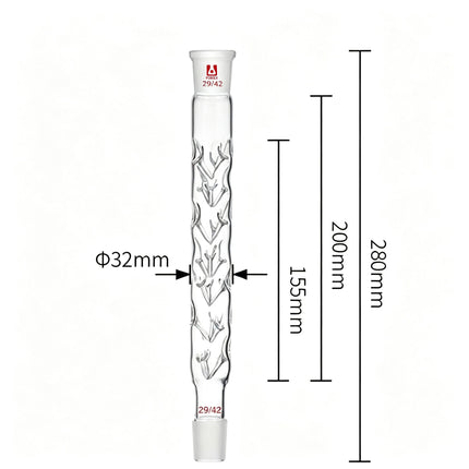 Laboratory Fractional Column Vigreux Distillation Column with Indentations 29/42 Joints Borosilicate Glass Fractional Distillation Purification