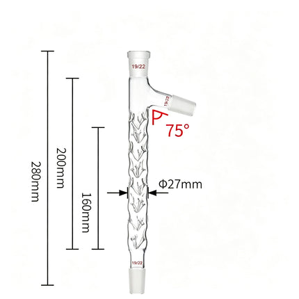 Vigreux Distillation Column with Side Arm 19/22 Joints Fractional Distillation Column Borosilicate Glass