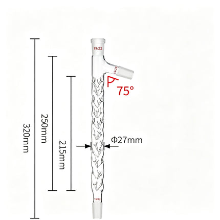 Vigreux Distillation Column with Side Arm 19/22 Joints Fractional Distillation Column Borosilicate Glass