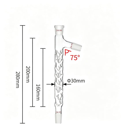Laboratory Borosilicate Glass Vigreux Distillation Column with Side Arm 24/40 Joints Fractional Distillation Column