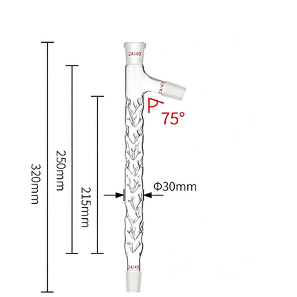 Laboratory Borosilicate Glass Vigreux Distillation Column with Side Arm 24/40 Joints Fractional Distillation Column