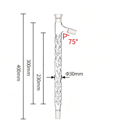 Laboratory Borosilicate Glass Vigreux Distillation Column with Side Arm 24/40 Joints Fractional Distillation Column