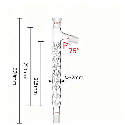 Glass Vigreux Distillation Column with Side Arm 29/42 Joints Length 100mm to 600mm Borosilicate Laboratory-Grade