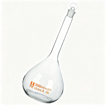 Glass Volumetric Flask with Glass Stopper Borosilicate Glass Heavy Wall 5ml to 5000ml