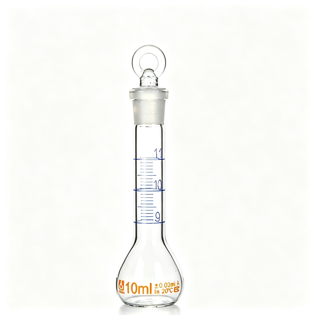 Professional Laboratory Glass Graduated Volumetric Flask with Stopper Borosilicate 3.3 10ml, 200ml, 250ml