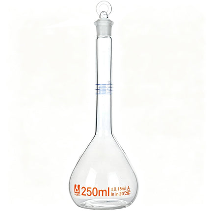 Professional Laboratory Glass Graduated Volumetric Flask with Stopper Borosilicate 3.3 10ml, 200ml, 250ml